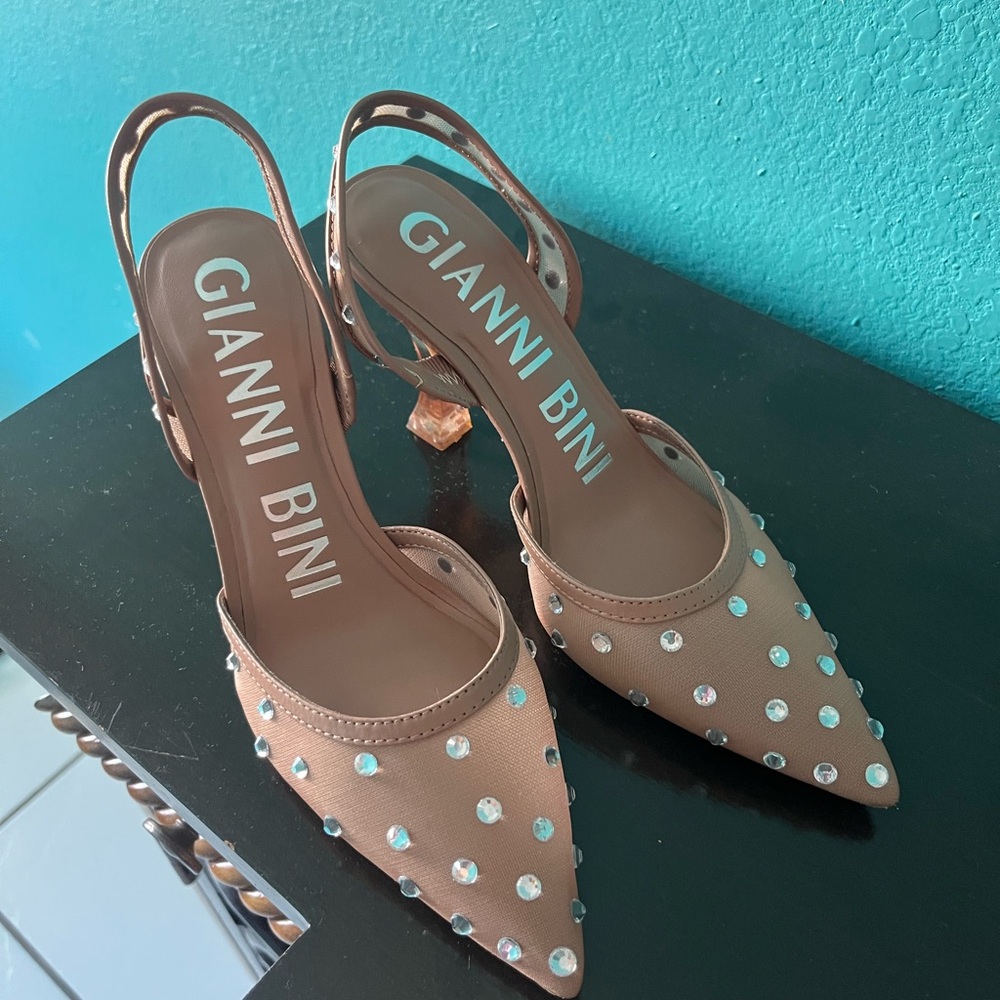 Gianni Bini Tan Studded Heels